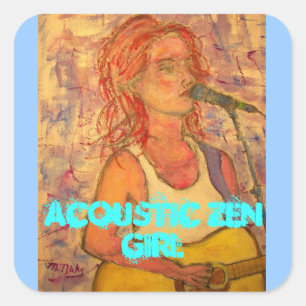 Acoustic Zen Girl Square Sticker
