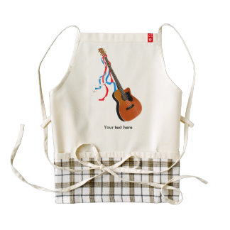 Acoutic Bass Guitar Patriotic ribbons Zazzle HEART Apron