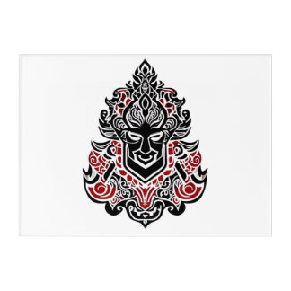 Acrilic art design.Mythical tribal mask ornament