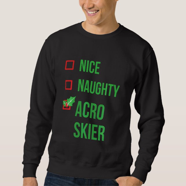 Acro Skier Funny Pajama Christmas Sweatshirt (Front)