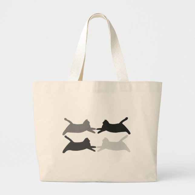 Acrobat black gray silhouette cats tote bags (Front)