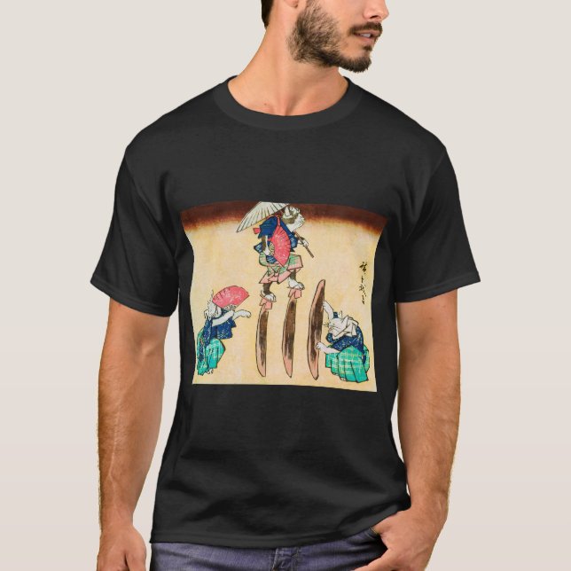 Acrobat Cat, Hiroshige, Ukiyo-e T-Shirt (Front)