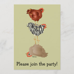 Acrobat chickens (hen party?) Invitation