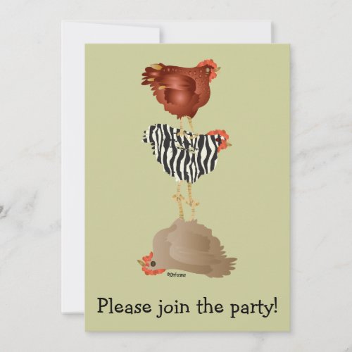 Acrobat chickens (hen party?) Invitation