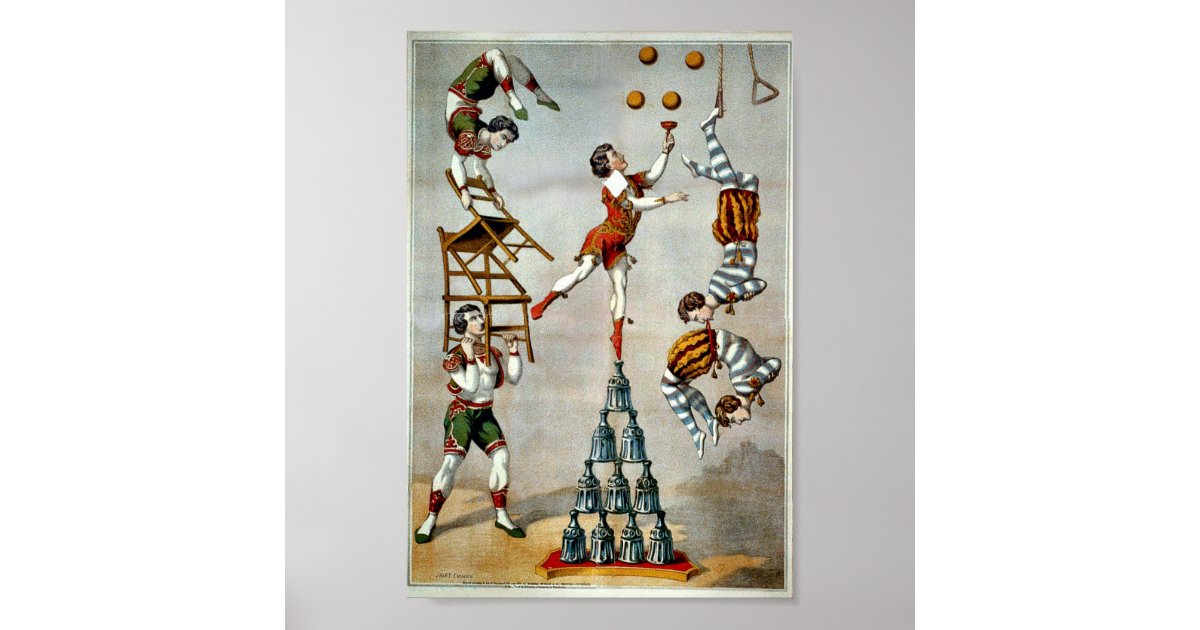 Acrobatic Act Vintage Circus Poster