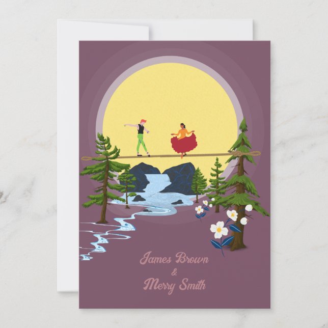 Acrobatic Couple in Love Peaceful Scenery Wedding Invitation (Front)