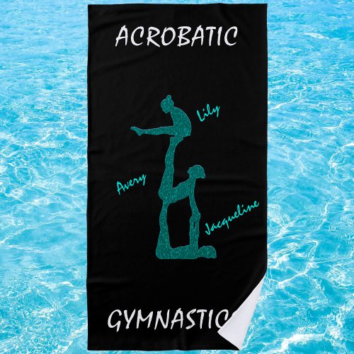 Acrobatic Gymnastics Beach Towel w Up To 3 Names