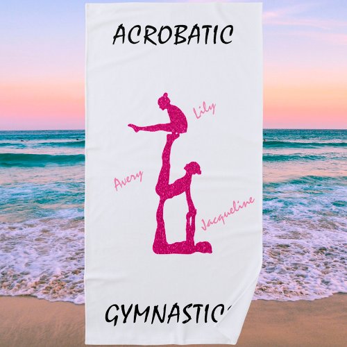 Acrobatic Gymnastics Beach Towel w Up To 3 Names