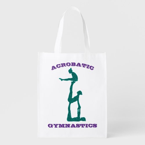 Acrobatic Gymnastics _ Girls Acro Purple and Teal Grocery Bag