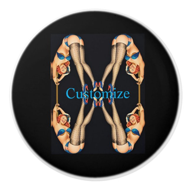 Acrobatic Vintage Pinups Thunder_Cove Ceramic Knob (Front)