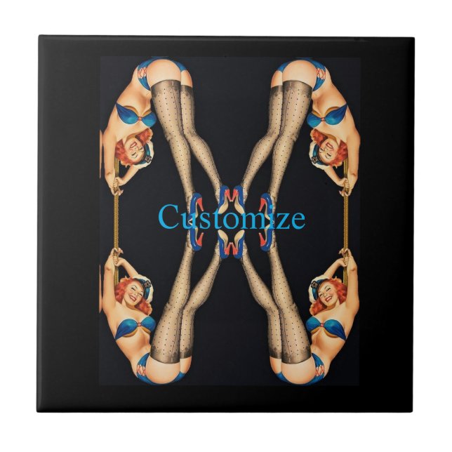 Acrobatic Vintage Pinups Thunder_Cove Ceramic Tile (Front)