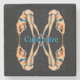 Acrobatic Vintage Pinups Thunder_Cove Stone Coaster