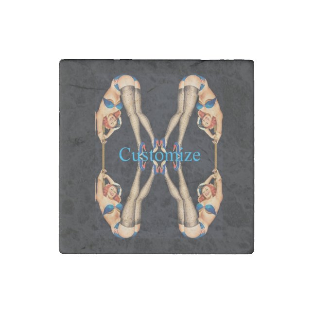 Acrobatic Vintage Pinups Thunder_Cove Stone Magnet (Front)