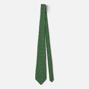 Acrobatic X - White on Dark Green Neck Tie