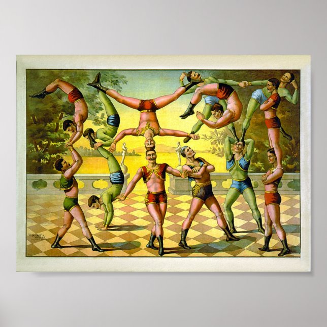 Acrobatics 1891 Vintage Circus Poster (Front)