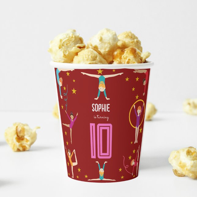 Acrobatics and gymnastics sport girl birthday paper cups (Creator Uploaded)