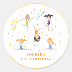 Acrobatics fun birthday kids classic round sticker
