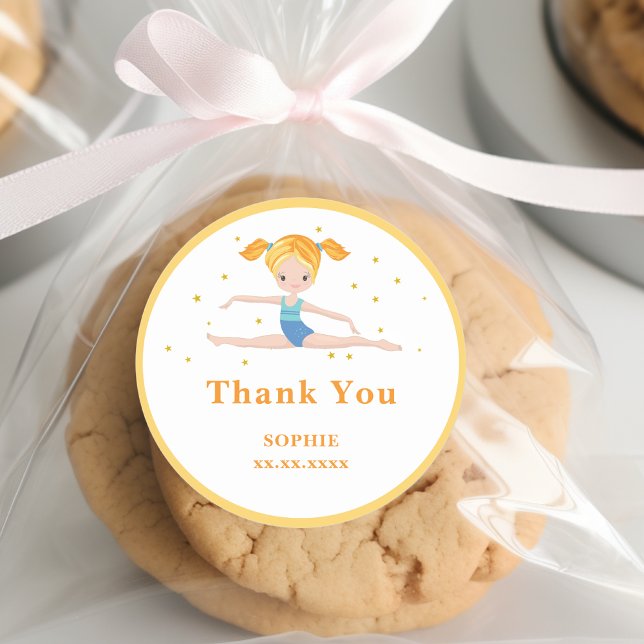 Acrobatics fun birthday kids  classic round sticker (Creator Uploaded)