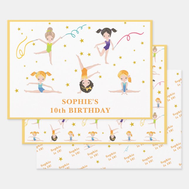 Acrobatics fun birthday kids  wrapping paper sheets (Set)