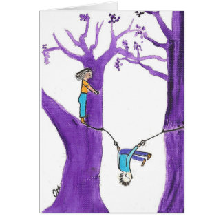 Acrobatics on two purple trees cards