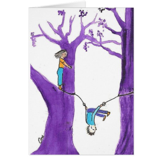 Acrobatics on two purple trees cards (Front)
