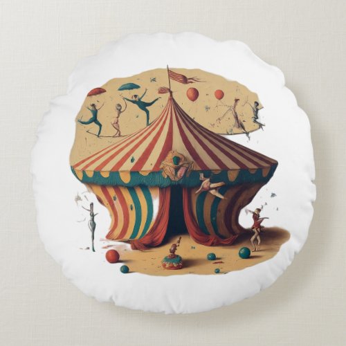 acrobats and tightrope walkers round pillow