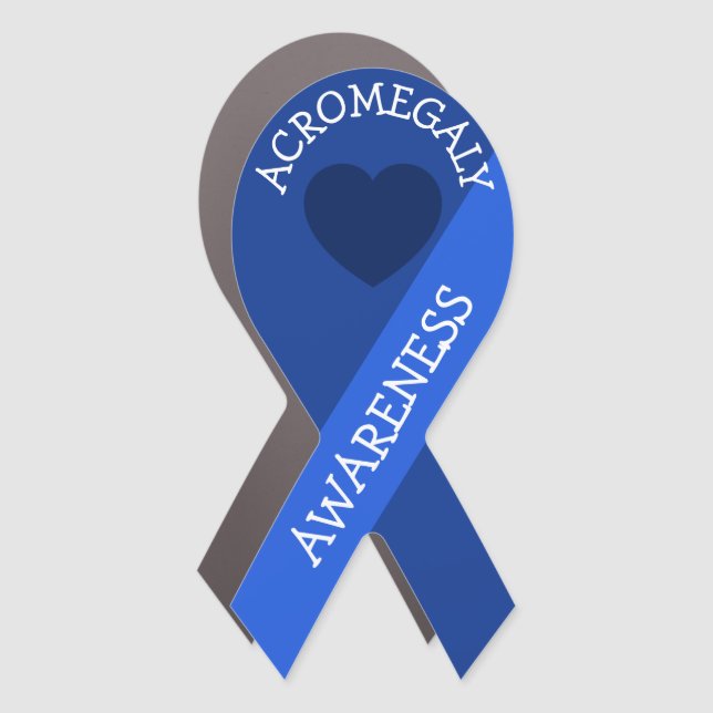 Acromegaly Blue Awareness Ribbon Car Magnet (Front)