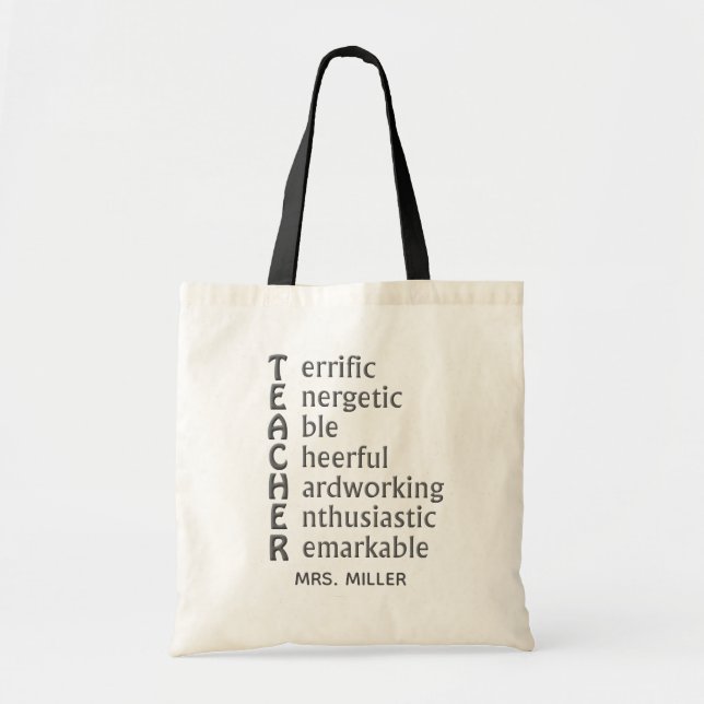 Acronym for Teachers Name Large Tote Bag (Front)