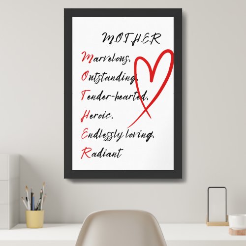 Acronym MOTHER Mothers Day Wall Art 16in x 24in