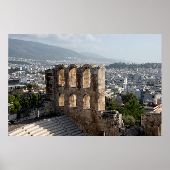 Acropolis Ancient ruins overlooking Athens Poster (Front)