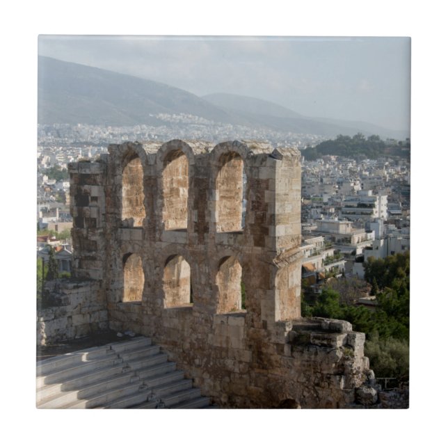 Acropolis Ancient ruins overlooking Athens Tile (Front)
