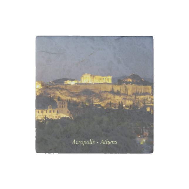 Acropolis – Athens Stone Magnet (Front)