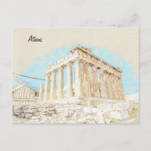 Acropolis Hill in Athens Greece Postcard