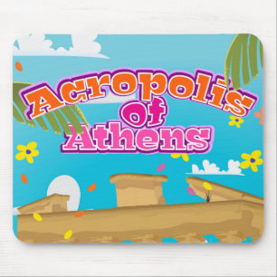 Acropolis of Athens Greece travel poster. Mouse Pad