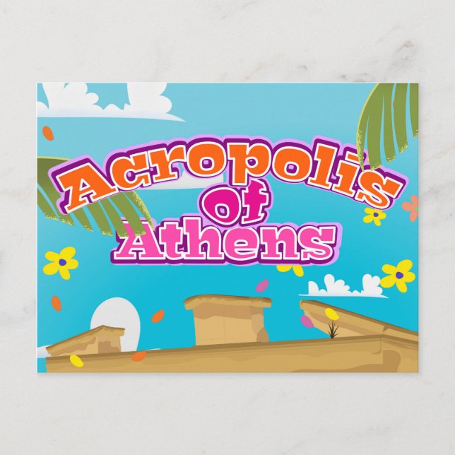 Acropolis of Athens Greece travel poster. Postcard (Front)