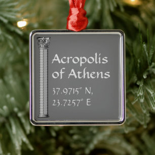 Acropolis of Athens Latitude Longitude Metal Ornament