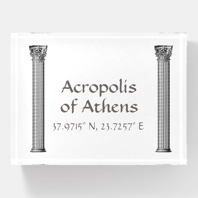 Acropolis of Athens Latitude  Longitude  Paperweight (Front)