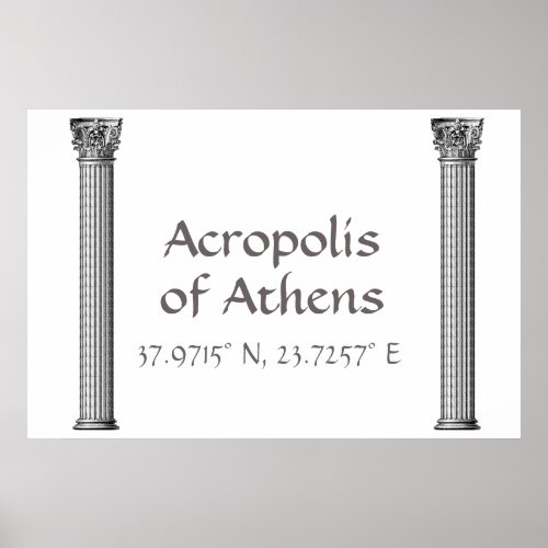 Acropolis of Athens Latitude  Longitude  Poster