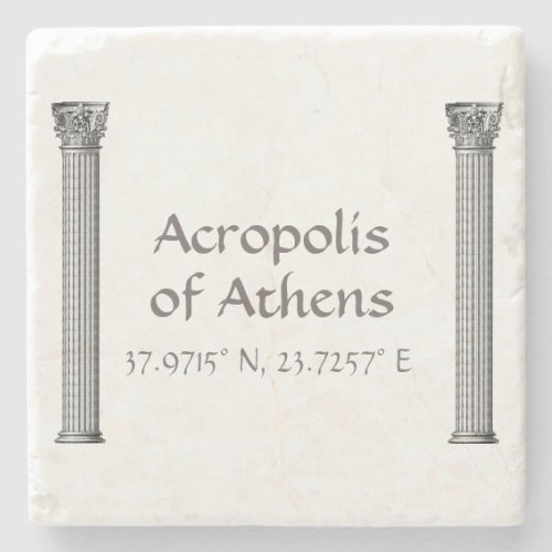 Acropolis of Athens Latitude  Longitude   Stone Coaster