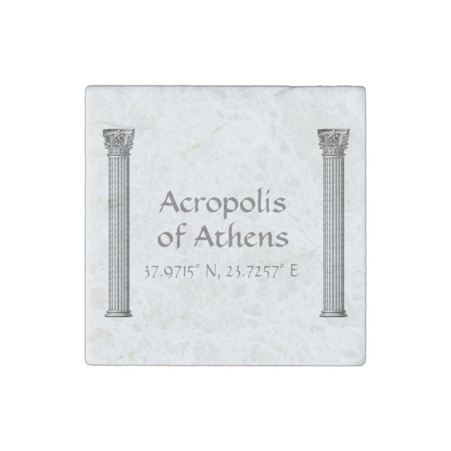 Acropolis of Athens Latitude  Longitude  Stone Magnet (Front)