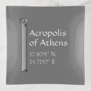 Acropolis of Athens Latitude Longitude Trinket Tray