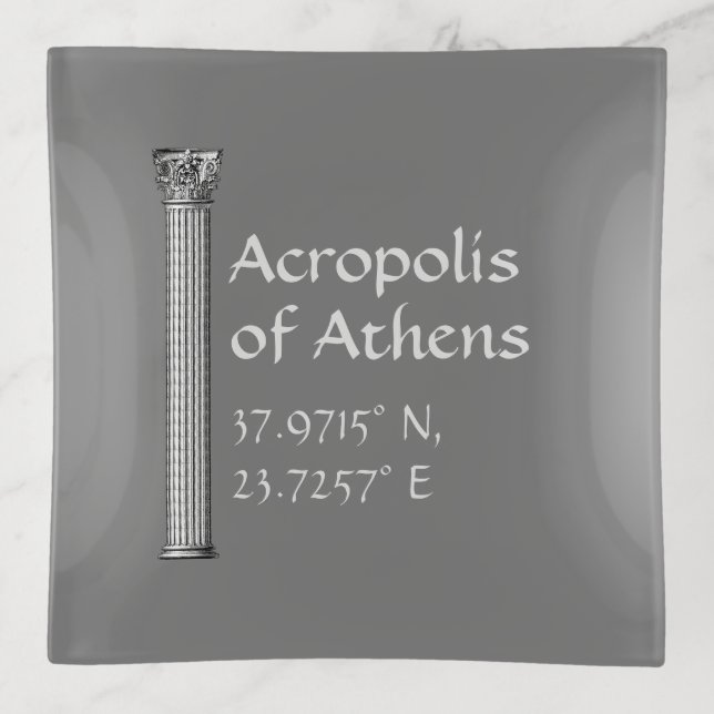 Acropolis of Athens Latitude  Longitude  Trinket Tray (Front)