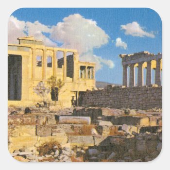 Acropolis Square Sticker by AuraEditions at Zazzle
