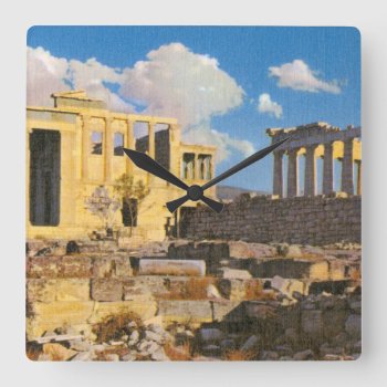Acropolis Square Wall Clock by AuraEditions at Zazzle