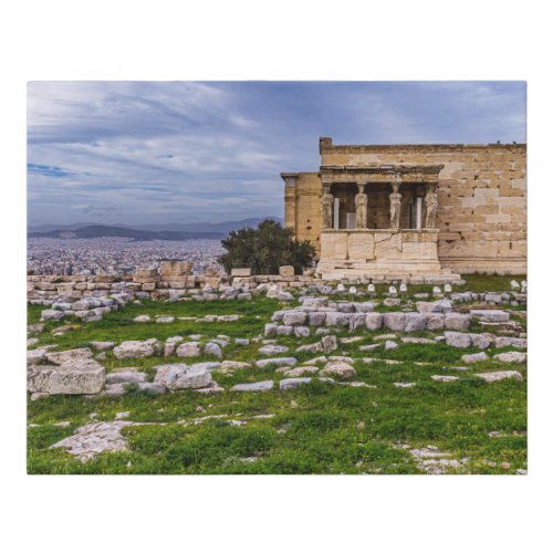 Acropolis with cloudy sky as background Athens Faux Canvas Print