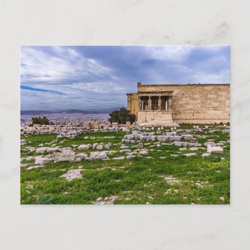 Acropolis with cloudy sky as background Athens Postcard