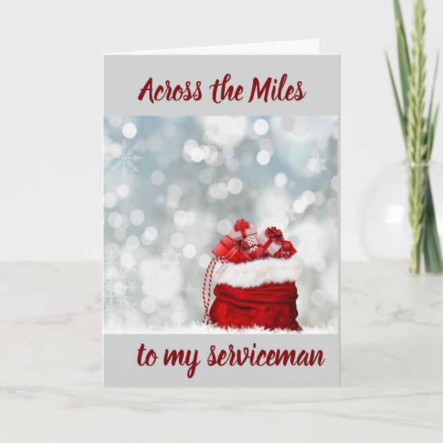 ACROSS MILES TO "SERVICEMAN" AT CHRISTMAS HOLIDAY CARD (Front)