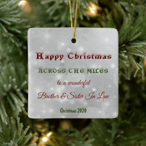 Across the Miles Christmas Brother  Sister In Law Ceramic Ornament