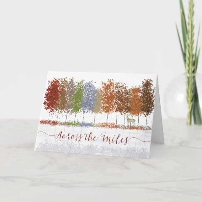 Across the Miles Give Thanks Thanksgiving Trees Card (Front)