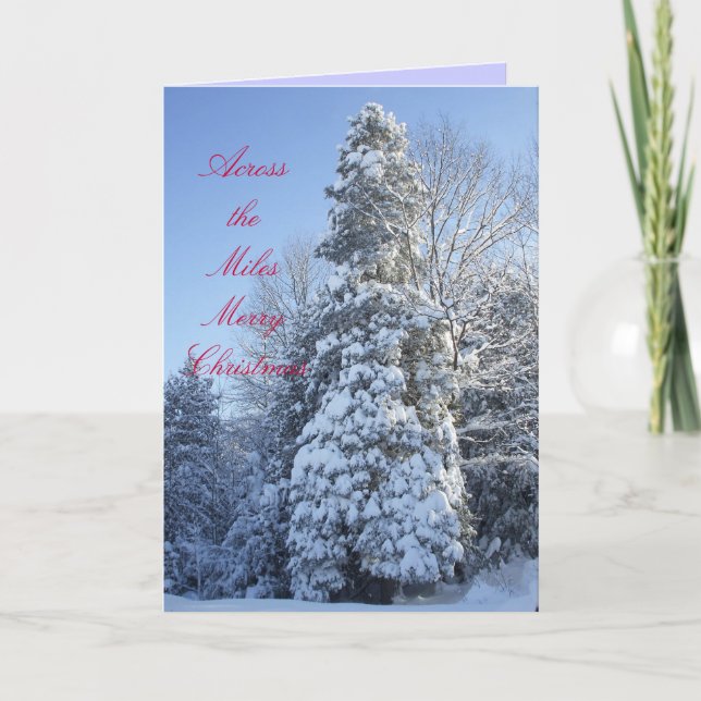 Across the Miles-Snow Covered Trees Holiday Card (Front)